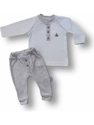 Herşey Trend Herşeytrend 3-6 6-9 9-12 Ay Melanjlı Uzun Kollu Sweatli 2li Erkek Bebek Takımı Mavi
