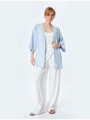 Koton Gizli Cepli Viskon 3/4 Kol Oversize Kimono