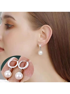 PremiumPort Minimalist Inci Küpe, Kararmaz Çelik ve Zirkon Detaylı, Şık Takı