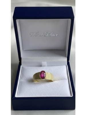 Wind Silver Yakut Renkli Ayarlı Tasarım Yüzük 925 Ayar