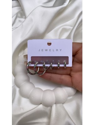 PremiumPort Şık 6'lı Çelik Halka Küpe Seti, Zarif ve Modern Tasarım