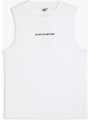 Koton Arkası Baskılı Straight Fit Bisiklet Yaka Kolsuz Spor Atlet