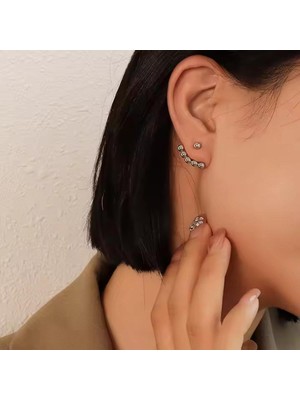 PremiumPort Minimalist Gümüş Renk Çelik Top Küpe, Zarif ve Şık Tasarım