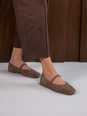 Ece'nin Butiği Muriel Vizon Süet Hakiki Deri Kadın Babet