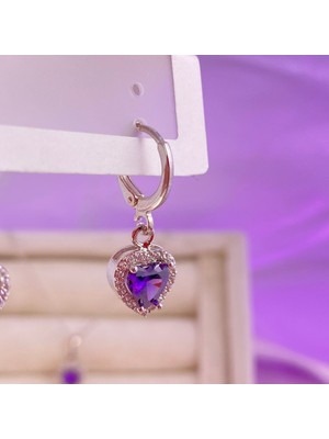 PremiumPort Mor/pembe Kalpli Zirkon Hoop Küpe, Şık ve Işıltılı Takı Seçeneği