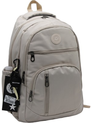 Bevitton Okul Çantası Suya Dayanıklı Kumaş Unisex Bej Okul Sırt Çantası 1700