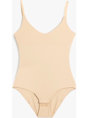 Koton Vücudu Saran Nefes Alan Kumaş Rahat Kalıp Ince Askılı Çıtçıtlı Bodysuit