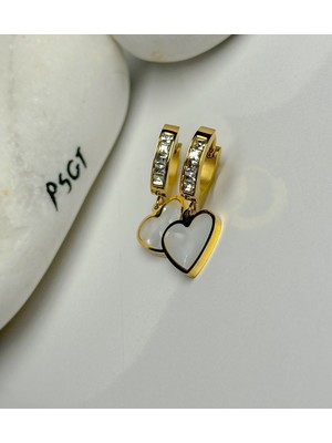 PremiumPort Parlak Taşlı Titanyum Çelik Küpe, Şık ve Zarif Takı Koleksiyonu