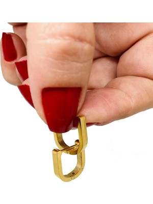 PremiumPort Şık U Çelik Gold Küpe, Zarif ve Parlak Tasarım, Günlük ve Özel Gün Kullanımı