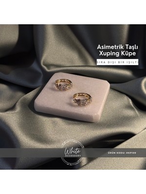 PremiumPort Şık Asimetrik Taşlı Xuping Küpe, Zarif Takı Tasarımı