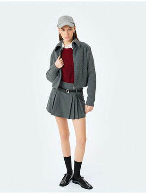 Koton Fermuarlı Slim Fit Dik Yaka Uzun Kollu Sweatshirt