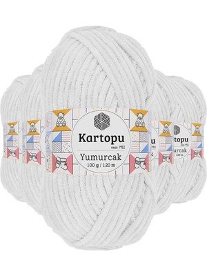 Royaleks Group 5 Adet Yumurcak Kadife El Örgü Ipi Kar Beyaz K010