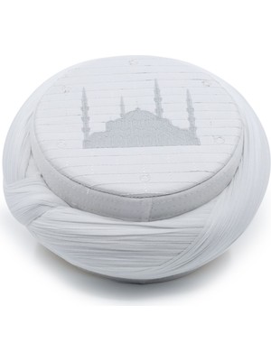 Sarıkhane Cami Sarığı – Beyaz Kumaş – Beyaz Takke – Çapraz Sarım – Cami Nakışlı – 7 Metre