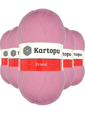 Royaleks Group 5 Adet Kristal Çift Katlı El Örgü Lif Ipi Pembe K774