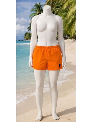 Dopomare 2453 Düz Renk Kadın Deniz Şort-Neon Oranj