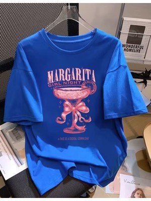 Punix Punıx Büyük Beden Özel Tasarım Margarıta Baskılı Yeni Sezon Yazlık Kadın Battalt-Shırt