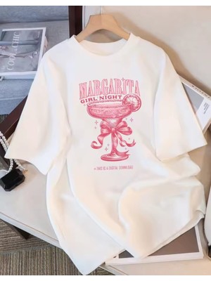 Punix Punıx Büyük Beden Özel Tasarım Margarıta Baskılı Yeni Sezon Yazlık Kadın Battalt-Shırt