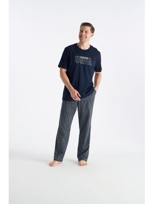 U.S. Polo Assn. Erkek Lacivert Pijama Takım XL Desenli Rahat Kullanım İçin Özel Tasarım