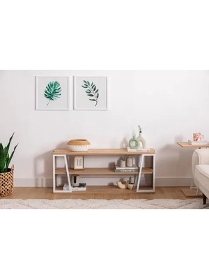 Vivense Lissa Raflı Tv Sehpası, Safir Meşe Beyaz