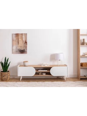 Vivense Mindy Tv Sehpası, Safir Meşe Beyaz, 160 cm