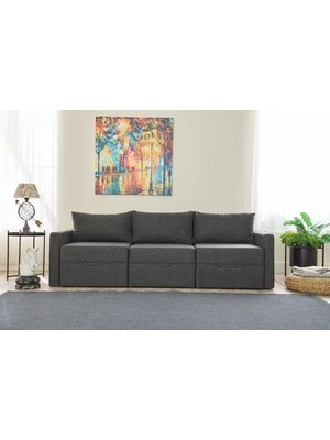 Vivense Saros Yataklı Sandıklı Üçlü Kanepe, Antrasit