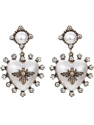 PremiumPort Parlak Inci Taşlı Şık Küpe, Zarif Takı Aksesuarı, Günlük ve Özel Kullanıma Uygun