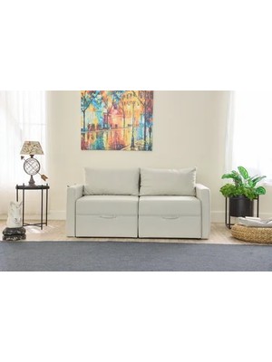 Vivense Saros Yataklı Sandıklı Ikili Kanepe, Krem