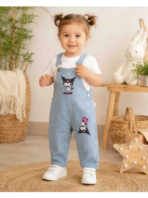 Uçurtma Baby Kids Babybuu Kuromi Desenli Kot Kız Yazlık Bebek Bayramlık Salopet Bahçıvan Jile Takımı