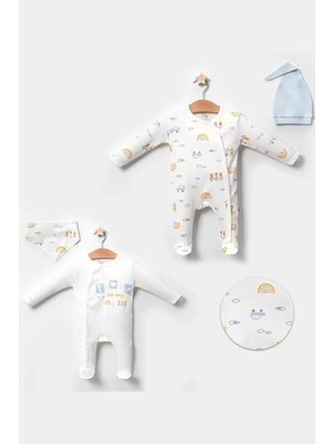 Herşey Trend Herşeytrend Araba Desenli Mavi 4'lü Erkek Bebek Tulumu