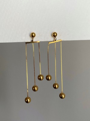 PremiumPort Altın Renkli Çelik Sallantılı Üç Sıra Topçuk Ip Küpe