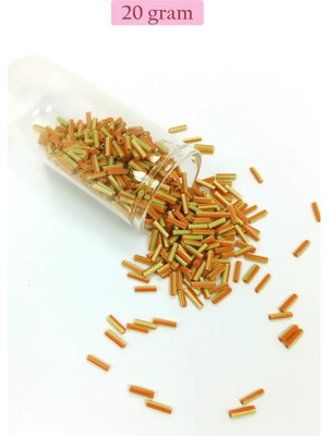 Royaleks Group Uzun Boru Kesme Boncuk Çap 2mm Uzunluk 10 mm - 20 Gram - Yeşil Turuncu - BNC261