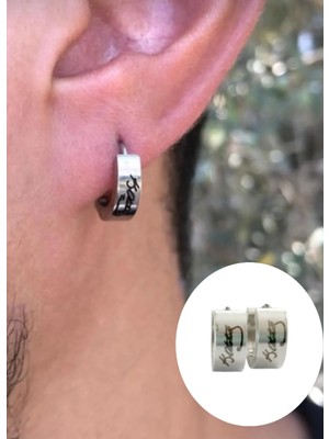 PremiumPort Gümüş Renk 316L Paslanmaz Çelik Atatürk Imza Küpe Çift