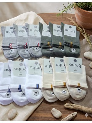 Aytuğ; Pamuk Erkek Orta Konç Çorabı; Yazlık; Dikişsiz; Asorti 12'li Kutu; 41-45