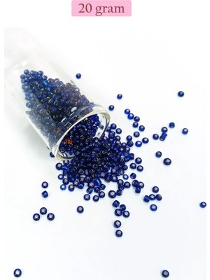 Royaleks Group Dökme Cam Kum Boncuk (8/0) 3 mm - 20 Gram - Şeffaf Lacivert - BNC166