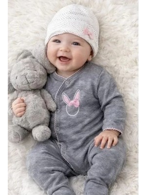 Herşey Trend Herşeytrend Sevimli Tavşan Desenli Kız Bebek 4’lü Tulum Seti