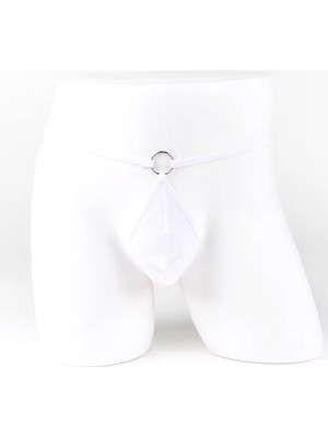 Pileli Store Tegan Fantezi Beyaz Transparan Halkalı Tül Erkek String Seksi Erkek Iç Çamaşırı TG274611