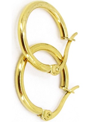 PremiumPort Şık 15MM Kadın Çelik Halka Çift Küpe, Güçlü ve Dayanıklı Tasarım