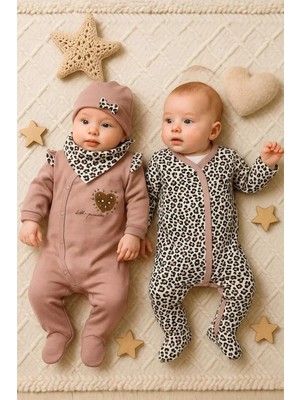 Herşey Trend Herşeytrend Leopar Desenli Kız Bebek 4'lü Tulum Seti