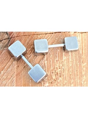 PremiumPort Modern Çelik ve Gümüş Renk Kare Unisex Küpe, Şık ve Zarif Tasarım