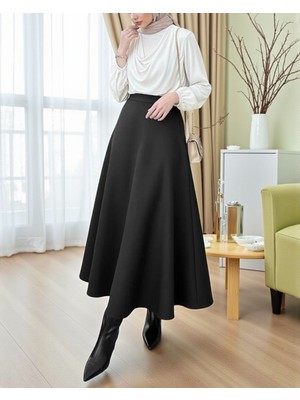 Moda Morfo Bol Kiloş Sukuba Puf Etek  -Siyah