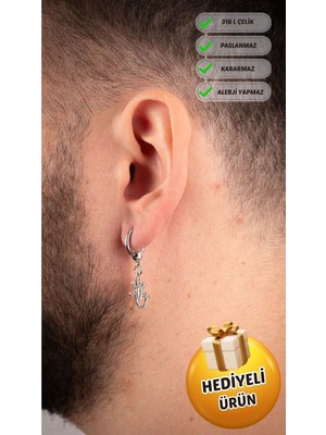 PremiumPort Sallanmalı Erkek Çelik Halka Sürüngen Küpe, Şık ve Dayanıklı Tasarım