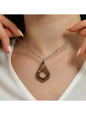 Koçak Takı Ahşap Kolye Modern Özgün Minimalist Takı Model No 289