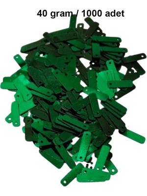 Royaleks Group Koyu Yeşil 15 x 5 mm Dantel Oya Yazma Halhal Abiye Lazer Kesim Pul 1000 Adet / 40 Gram