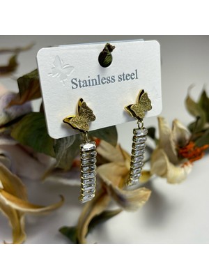 PremiumPort 316L Renk Atmaz Kelebekli Çelik Küpe, Şık ve Dayanıklı Tasarım