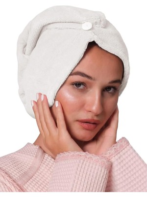 Ellia Soft Hair Kalın Mikrofiber Saç Kurutma Bonesi Saç Havlusu Saç Kurulama Havlusu Beyaz