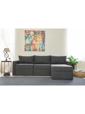 Vivense Saros Yataklı Sandıklı Sağ ve Sol Köşe Antrasit