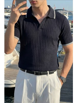 Livio Ferri Basay Premium Çizgili Triko Polo Yaka Erkek Tişört