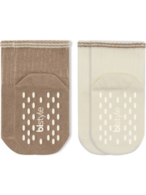 Bistyle Çemberli Basic Penye Kaymaz Soket Çorap 2li 10146 Kahve