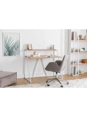 Vivense Lissa Raflı Çalışma Masası, Safir Meşe Beyaz