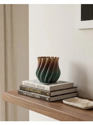 Herşey Trend Herşeytrend Koyu Metalik Kıvrımlı 3D Vazo Minimal Lüks Ev Ofis Dekoru
